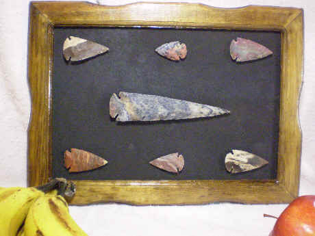 Stone arrowhead collection, Hand-chipped. Overall 