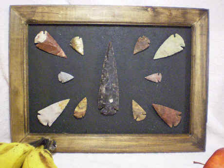 Stone arrowhead collection, Hand-chipped. Overall 