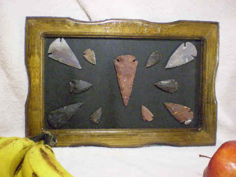 Stone arrowhead collection, Hand-chipped. Overall 