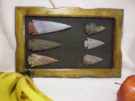 Stone arrowhead collection, Hand-chipped. Overall 