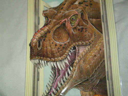 Tyrannosaurus rex in window poster.